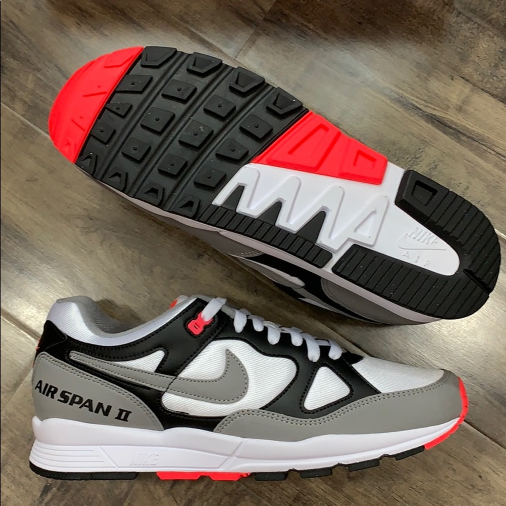 NIKE AIR SPAN II black/dust-solar red white men’s - Picture 3 of 16